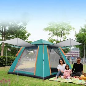 4-5 Person Camping Tent Outdoor Foldable Waterproof Tent with 2 Mosquito Nets Windows Carrying Bag for Hiking Climbing Adventure Fishing (Color Variants: Green)