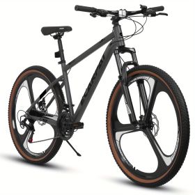 A27301M Ecarpat Mountain Bike 27.5 Inch Wheels, 21 Speed Road Bicycle With Dual Disc Brakes For Men And Women,High Carbon Steel Frame Front Fork Bicyc (Color: Grey)